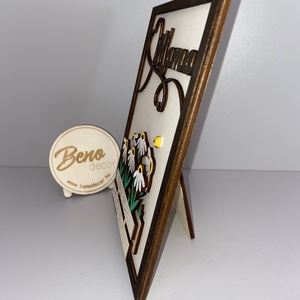 Fa képkeret Mama virágos dekorral � egyedi anyák napi ajándék - otthon & életmód - dekoráció - asztal és polc dekoráció - gravírozott táblák - Meska.hu