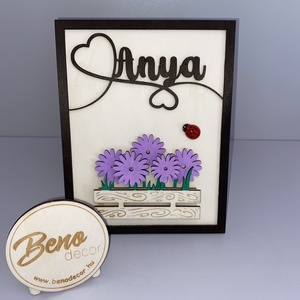 Fa kép Anya felirattal és virágos dekorral � egyedi anyák napi ajándék - Meska.hu