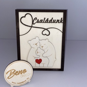 Családunk fa kép � gravírozott macis családi dekor - Meska.hu