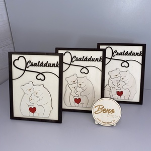 Családunk fa kép � gravírozott macis családi dekor - otthon & életmód - dekoráció - kép & falikép - fából készült kép - Meska.hu