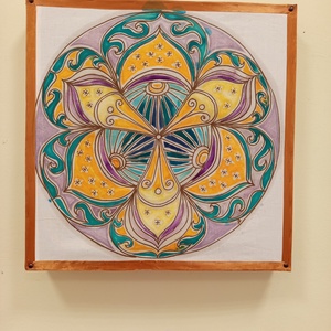 Lila sárga türkiz Mandala , Művészet, Textilkép, Egyéb, Mindenmás, MESKA