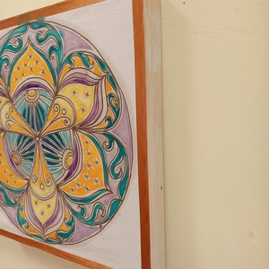 Lila sárga türkiz Mandala  - művészet - textilkép - egyéb - Meska.hu