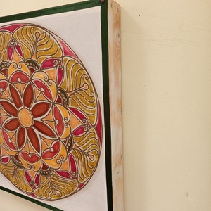 Bordó zöld sárga batikolt mandala - művészet - textilkép - egyéb - Meska.hu