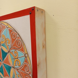 Piros sárga türkiz batikolt mandala - művészet - textilkép - egyéb - Meska.hu