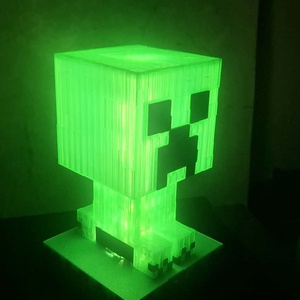 Minecraft creeper dekor lámpa - otthon & életmód - lámpa - asztali lámpa - Meska.hu