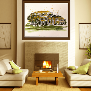 Maimoon Palace, Medan, Indonesia - művészet - festmény - akvarell - Meska.hu