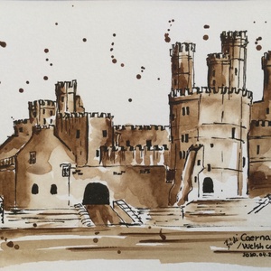Caernarfon, Wales - művészet - festmény - akvarell - Meska.hu