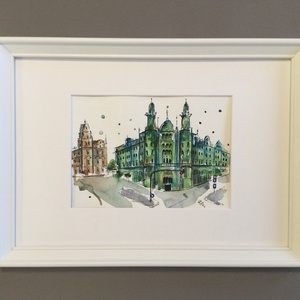 Párisi Udvar Hotel Budapest - művészet - festmény - akvarell - Meska.hu