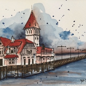 Club de Pescadores, Buenos Aires, Művészet, Festmény, Akvarell, Festészet, Meska