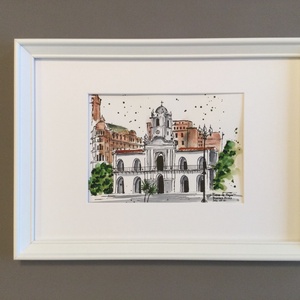 Plaza de Mayo, Buenos Aires - művészet - festmény - akvarell - Meska.hu