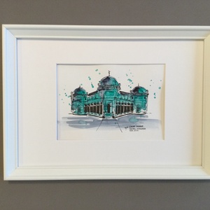 Great Mosque, Medan, Indonesia - művészet - festmény - akvarell - Meska.hu