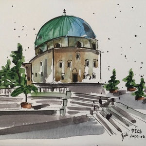 Pécs, akvarell/watercolour - Meska.hu