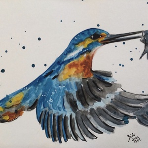 Jégmadár, Művészet, Festmény, Akvarell, Festészet, MESKA