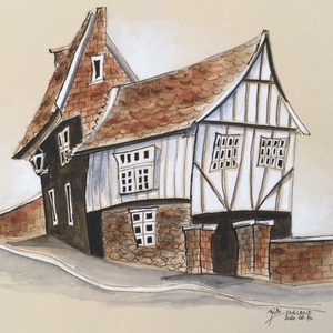 House in England, Művészet, Festmény, Akvarell, Festészet, Meska