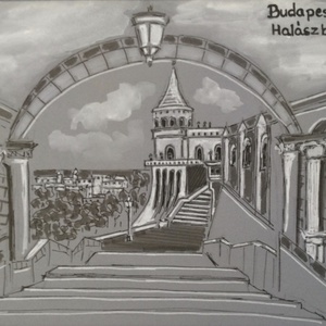 Halászbástya 1., Művészet, Festmény, Akvarell, Festészet, MESKA