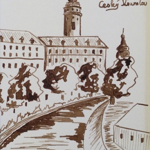 esk Krumlov - művészet - festmény - akvarell - Meska.hu