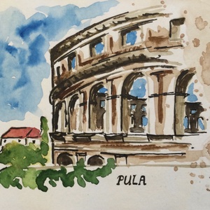 Pula, Művészet, Festmény, Akvarell, Festészet, MESKA