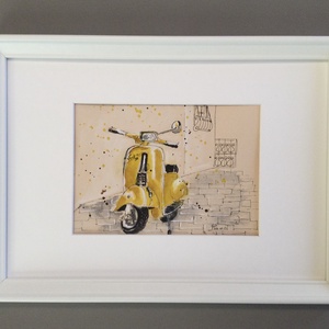 Vespa - művészet - festmény - akvarell - Meska.hu
