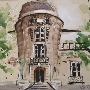 Budai villa, Művészet, Festmény, Akvarell, Festészet, Meska