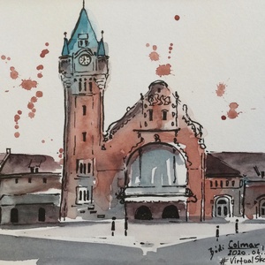 Colmar, Franciaország, Művészet, Festmény, Akvarell, Festészet, MESKA