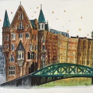 Hamburg - művészet - festmény - akvarell - Meska.hu