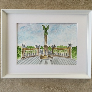 Hősök tere  - művészet - festmény - akvarell - Meska.hu