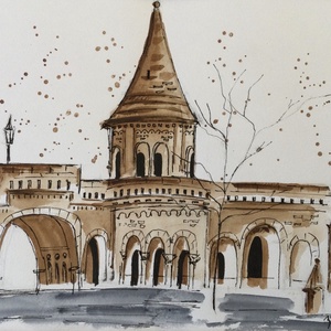 Halászbástya 2. - művészet - festmény - akvarell - Meska.hu