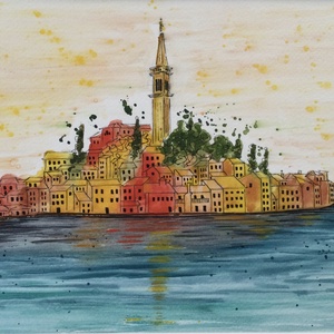 Rovinj 1., Művészet, Festmény, Akvarell, Festészet, Meska