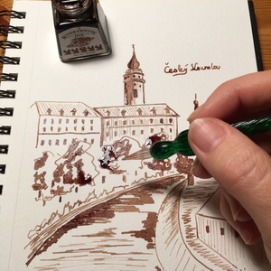 esk Krumlov - művészet - festmény - akvarell - Meska.hu