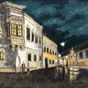 Hadik szobor, Budai vár, Művészet, Festmény, Akvarell, Festészet, MESKA