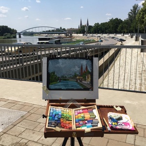 Napfényes Szeged - művészet - festmény - pasztell - Meska.hu
