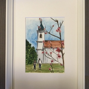 Templomkertben - művészet - festmény - akvarell - Meska.hu