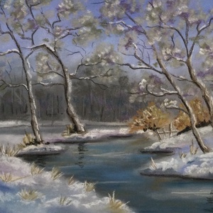 Winter , Művészet, Festmény, Pasztell, Festészet, Meska