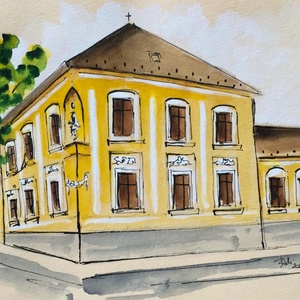Soroksár, plébánia - művészet - festmény - akvarell - Meska.hu