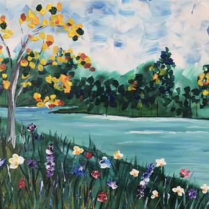 Erdei tó, Művészet, Festmény, Akril, Festészet, MESKA