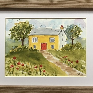 Ház tavaszi virágokkal  - művészet - festmény - akvarell - Meska.hu
