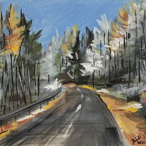 Úton, Művészet, Festmény, Akvarell, , A5-ös méretű (kerettel: 18x24 cm, paszpartu belső mérete: 13x18 cm) eredeti gouache festmény.
Ez az..., MESKA