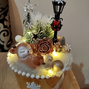 Aranyos őzikés karcsonyi asztaldísz - karácsony - adventi díszek - adventi ajtódísz - Meska.hu