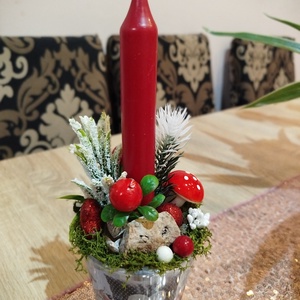 Gyertyás karácsonyi asztaldísz, Karácsony, Adventi díszek, Adventi asztaldísz, , MESKA
