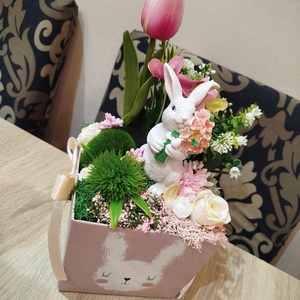 Nyuszikás tavaszi asztaldísz - Meska.hu