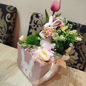 Nyuszikás tavaszi asztaldísz - otthon & életmód - dekoráció - asztal és polc dekoráció - asztaldísz - Meska.hu
