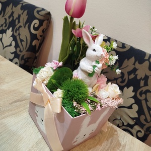 Nyuszikás tavaszi asztaldísz - otthon & életmód - dekoráció - asztal és polc dekoráció - asztaldísz - Meska.hu