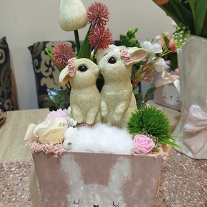 Cuki nyuszikás asztaldísz box - Meska.hu