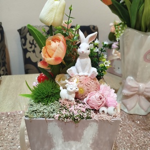 Aranyos nyuszis tavaszi asztaldísz box - Meska.hu