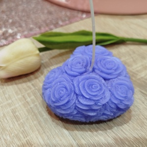 Lila rózsás szív alakú gyertya - otthon & életmód - gyertya, illat, aroma - gyertya - Meska.hu