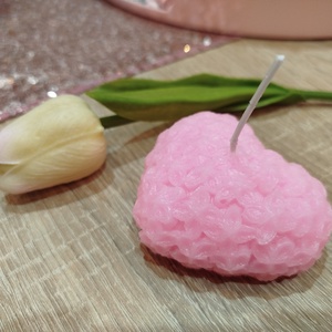 Rózsaszín szív alakú virágos gyertya - otthon & életmód - gyertya, illat, aroma - gyertya - Meska.hu