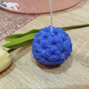 Kék virágos gyönyörű gyertya  - Meska.hu