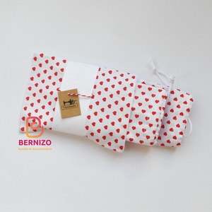 Textil bevásárló zsák szett 2 db-os (piros szíves) -  - Meska.hu