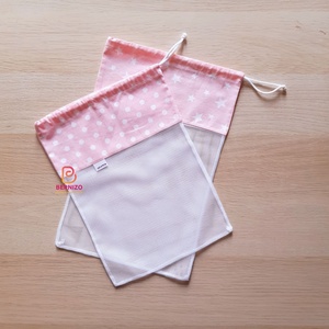 Rózsaszín csillagos/pöttyös textil bevásárló zsák 2 db-os - táska & tok - bevásárlás & shopper táska - zöldség/gyümölcs zsák - Meska.hu