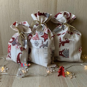 Manós ajándékzsák szett 3 db-os, Karácsony, Karácsonyi ajándékozás, Karácsonyi ajándékcsomagolás, Varrás, MESKA